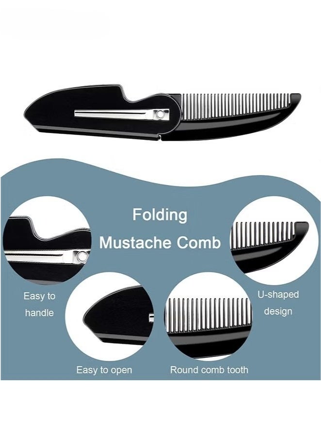 Generic 2 PCS Folding Mustache Comb - Portable Beard Comb for Men - Men's Fine Tooth Plastic Pocket Comb - Black  - Image 3