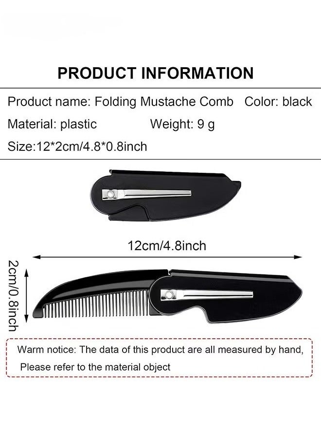 Generic 2 PCS Folding Mustache Comb - Portable Beard Comb for Men - Men's Fine Tooth Plastic Pocket Comb - Black  - Image 2