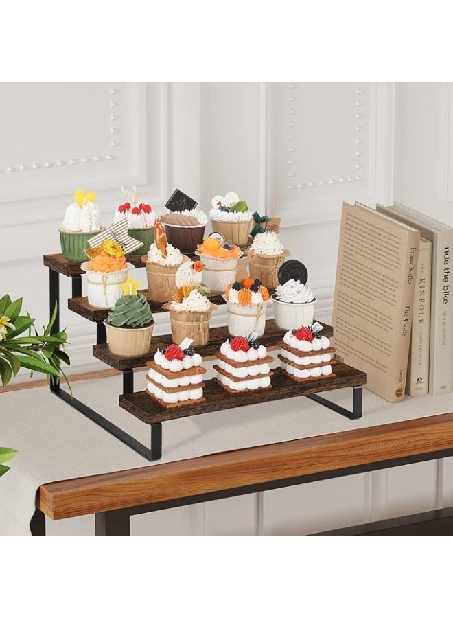 Arabest Wooden Display Riser Stand,4 Tier Perfume Organizer Stand,Large Shelf Risers for Figures, Dessert Shelves for Party, Tiered Display Stand Risers Display Shelf for Decoration and Organizer - Image 5