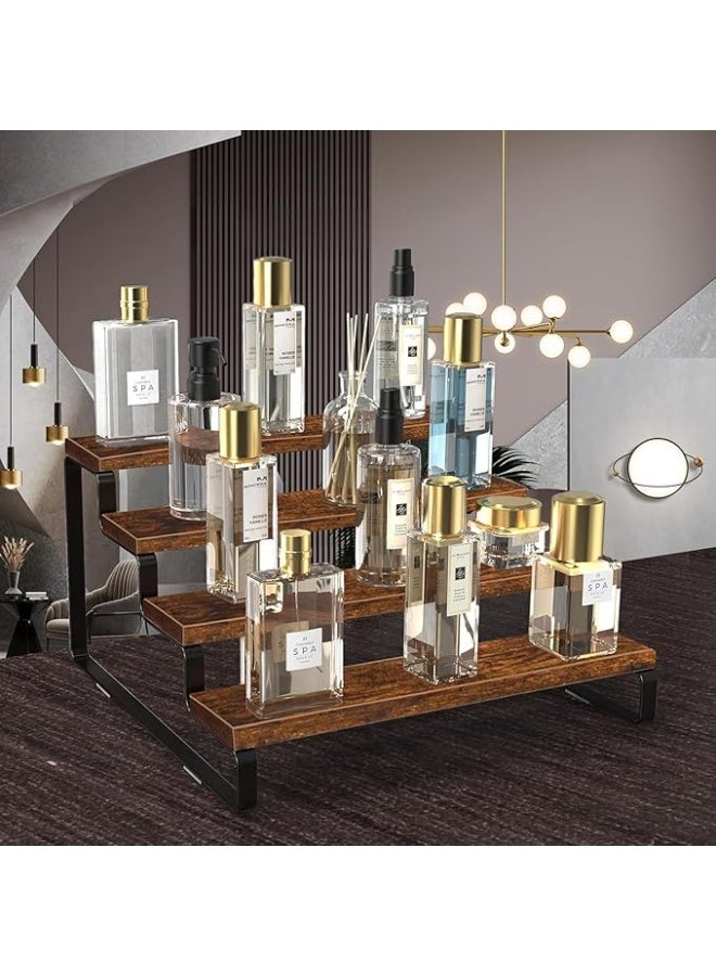 Arabest Wooden Display Riser Stand,4 Tier Perfume Organizer Stand,Large Shelf Risers for Figures, Dessert Shelves for Party, Tiered Display Stand Risers Display Shelf for Decoration and Organizer - Image 3