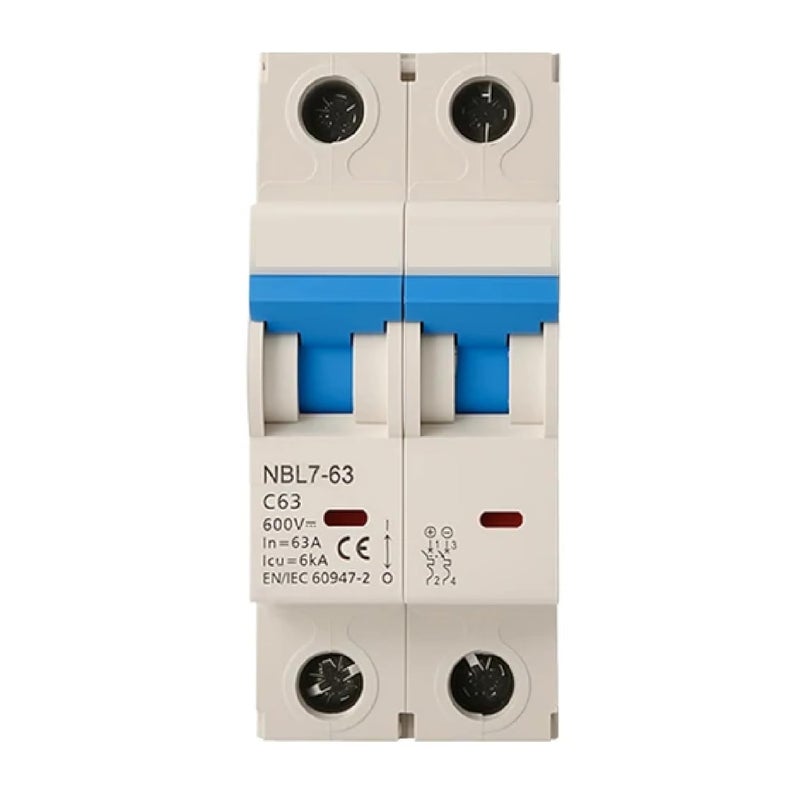 ZHIDAISHI NBL763 2P DC Circuit Breaker 600V 1000V Miniature MCB Din Rail Mount Solar PV System Protection C63 Model - Image 3