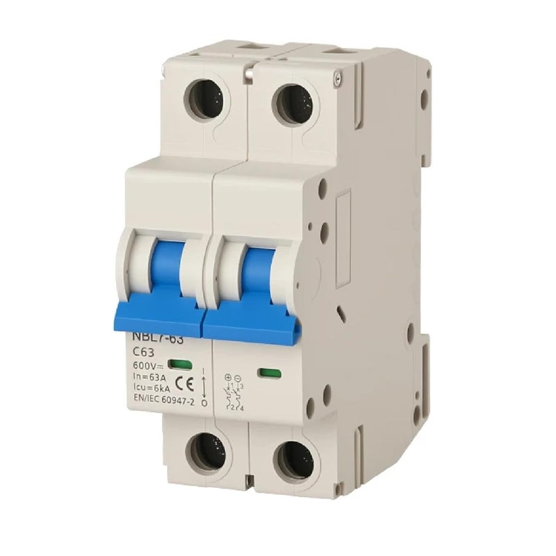 ZHIDAISHI NBL763 2P DC Circuit Breaker 600V 1000V Miniature MCB Din Rail Mount Solar PV System Protection C63 Model - Image 2