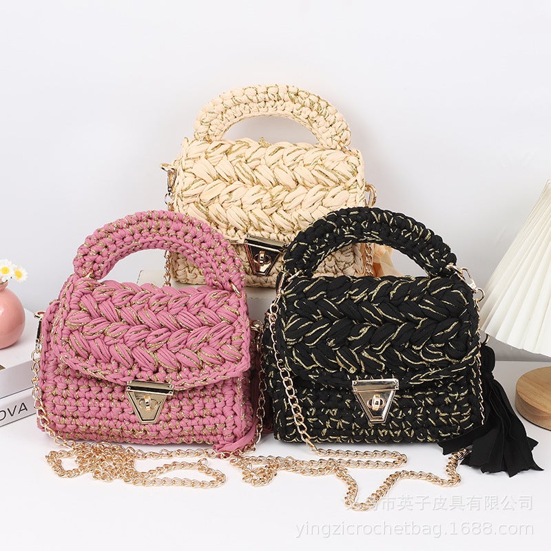 2024 Spring And Hyun-A Handmade Crochet Crossbody Bag Spot Finished All-Match Small Square Bag - Image 3