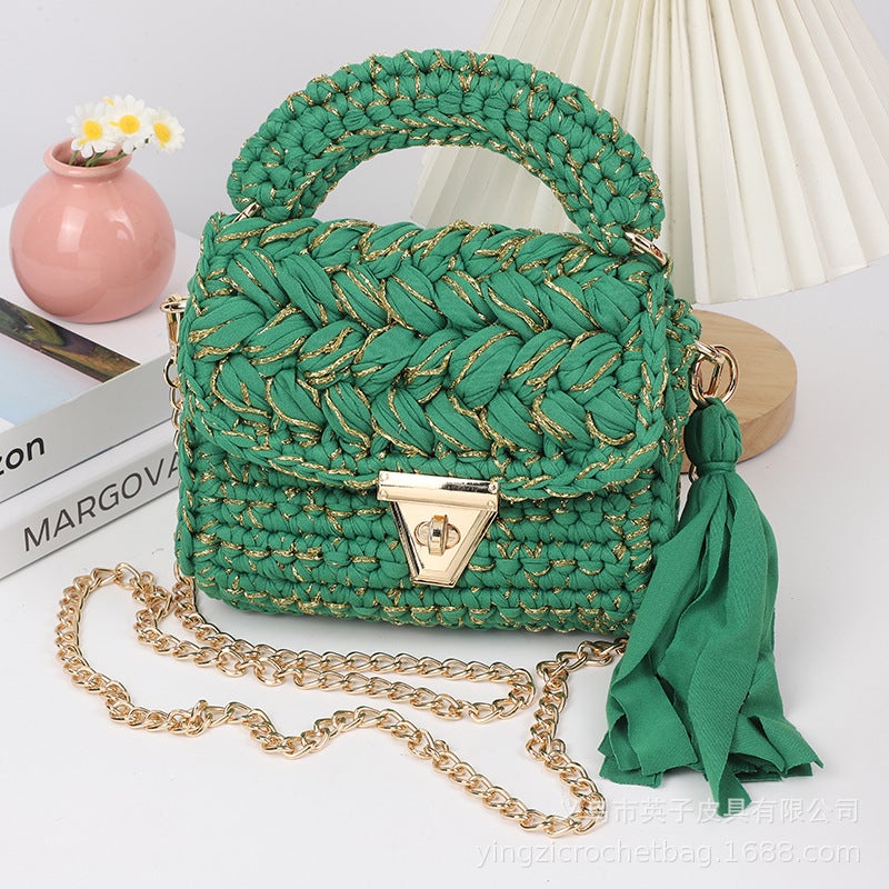 2024 Spring And Hyun-A Handmade Crochet Crossbody Bag Spot Finished All-Match Small Square Bag - Image 1