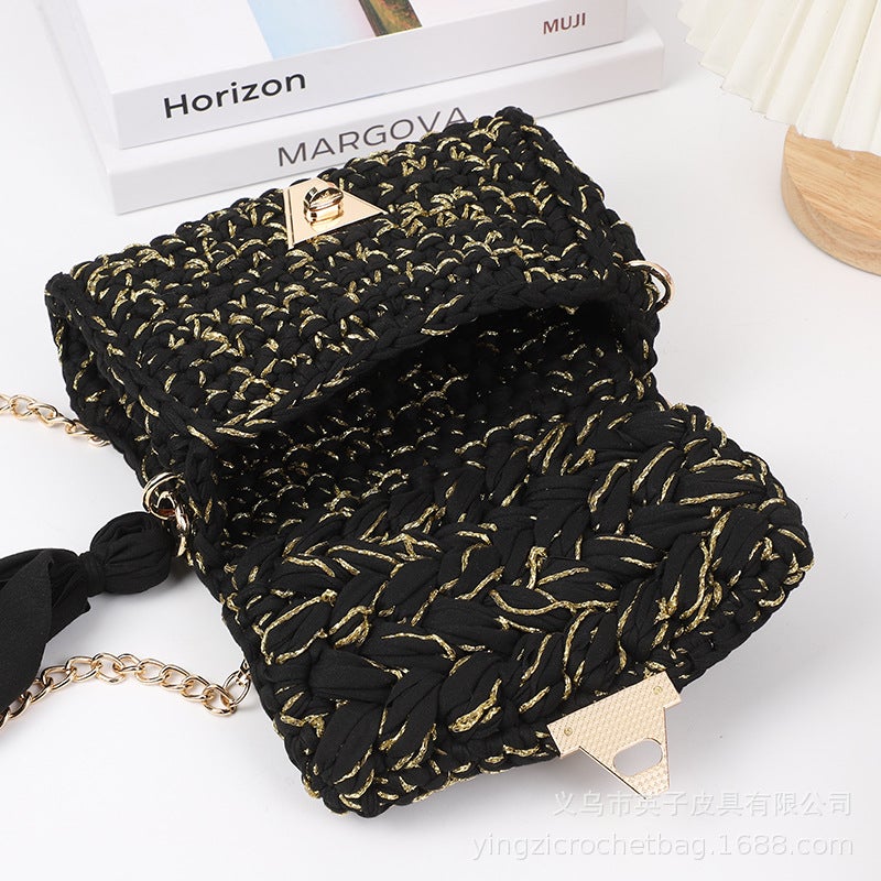 2024 Spring And Hyun-A Handmade Crochet Crossbody Bag Spot Finished All-Match Small Square Bag - Image 4