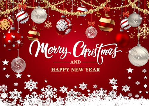 LYCGS 7x5ft Red Christmas Backdrop Merry Christmas Party Backdrop for Photography New Year Xmas Eve Party Decoration Banner X195 - Image 1