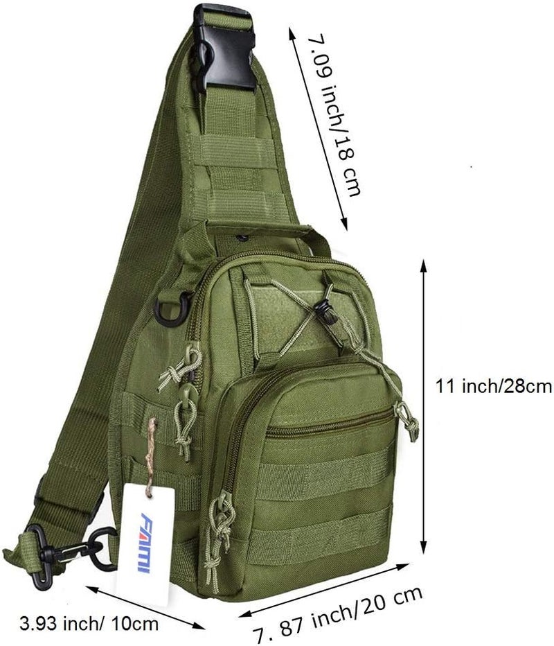 FAMI Outdoor Tactical Bag Backpack, Military Sport Bag Pack Sling Shoulder Backpack Tactical Satchel for Every Day Carry (Army Green) - Image 2