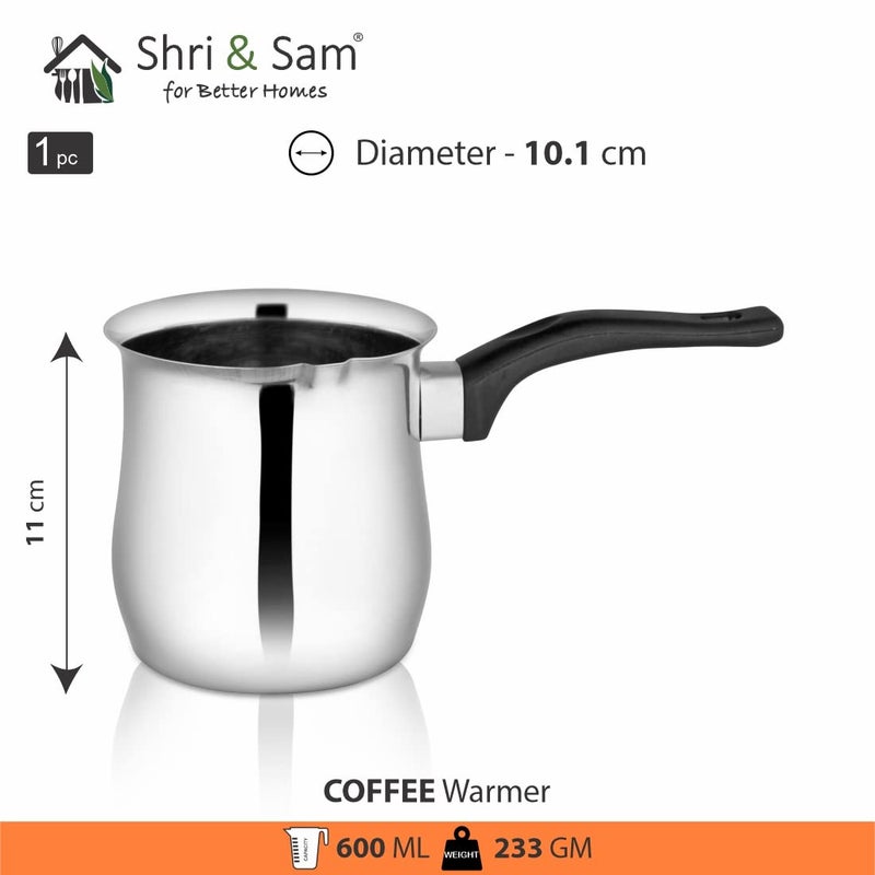 Shri & Sam Shri and Sam Stainless Steel Coffee Warmer, 600 ml, Silver  - Image 3