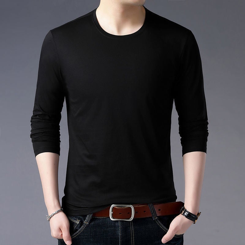 V-Neck Long-Sleeve T-Shirt For Men, Plus Size, New Trendy Thin Base Shirt - Image 1