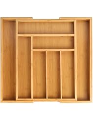 Pipishell Bamboo Expandable Drawer Organizer for Utensils Holder, Adjustable Cutlery Tray, Drawer Dividers Organizer - Image 1