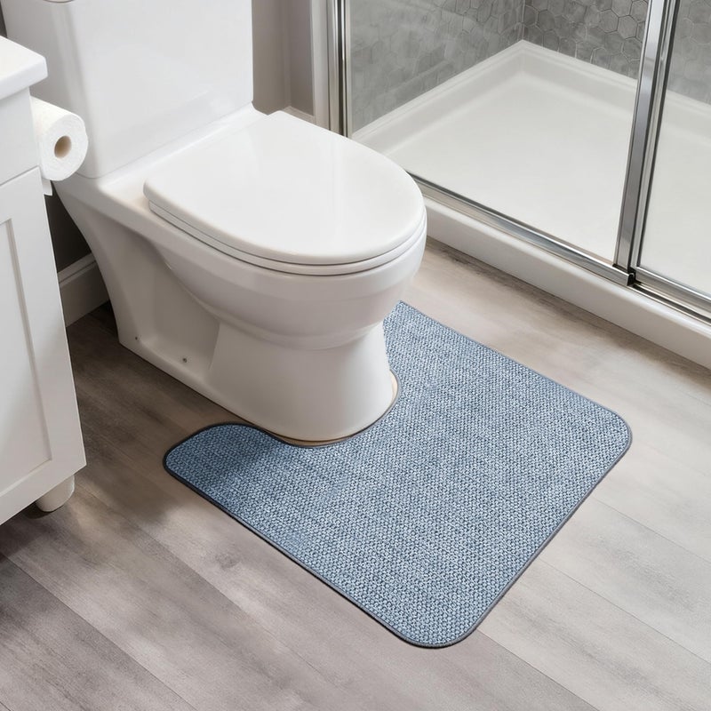 Bosap Toilet Rugs U Shaped Bathroom RugMachine Washable Non Slip Quick Dry Super Absorbent Ultra Thin Toilet Mats for Bathroom ToiletBlue18x220x24inch
