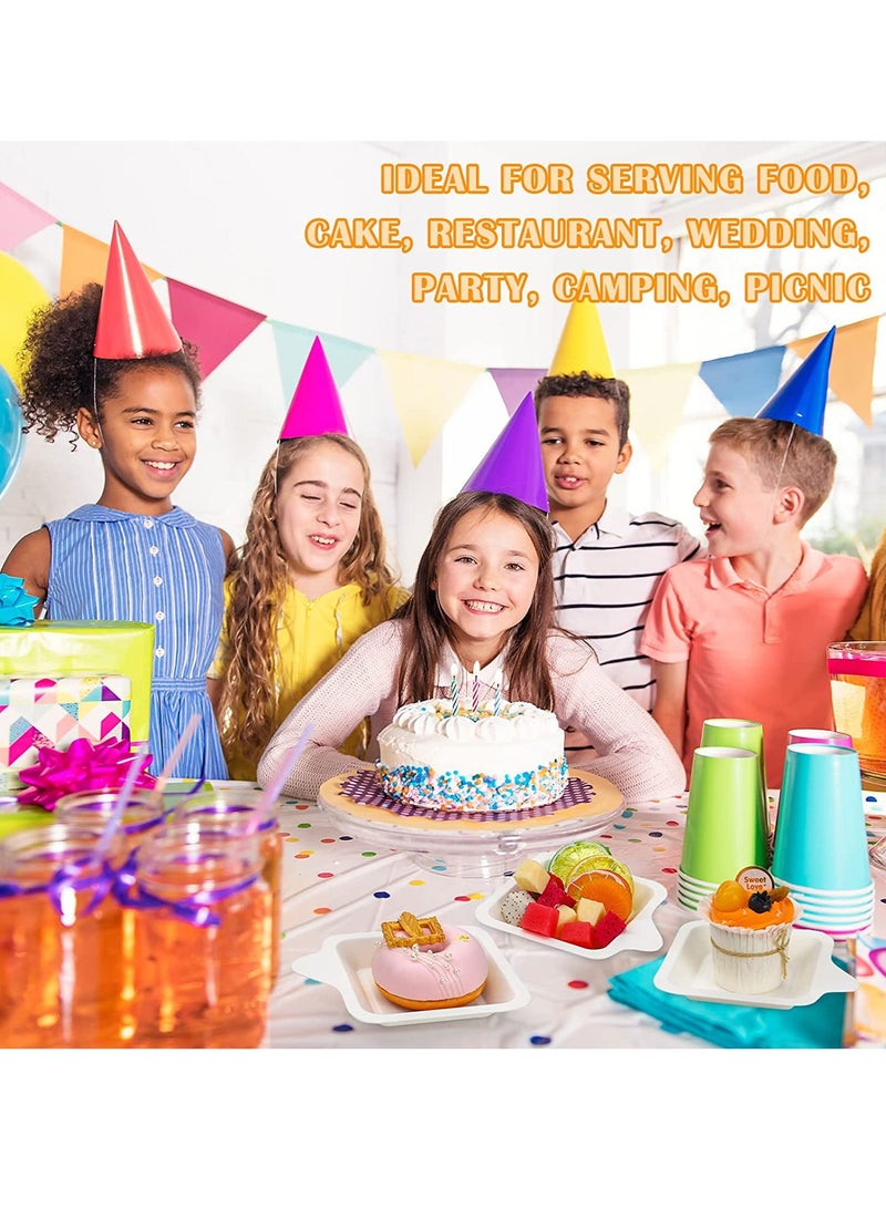 Excefore أطباق الحلوى الورقية، أطباق ورقية صغيرة للتخلص منها، أطباق كعك مقبلات ورقية، أطباق مربعة بيضاء للحلوى وأطباق كعك ورقية، أطباق وجبات خفيفة 50PCS - Image 5