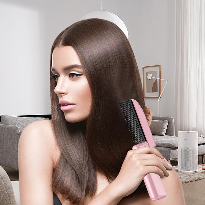 windforgecraft Hair Straightener Brush | 30s Fast Heating Negative Ion Straightener Brush with LED Display - Retractable Hot Comb, Portable Hair Styling Tool for Straight Hair Borato - Image 2