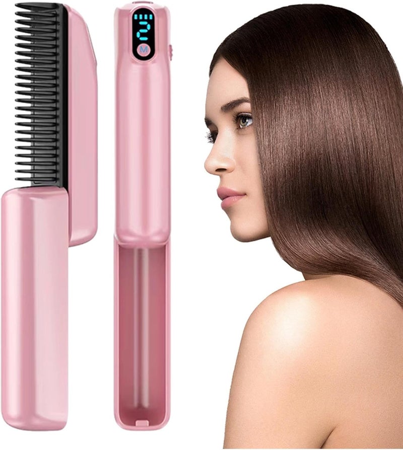 windforgecraft Hair Straightener Brush | 30s Fast Heating Negative Ion Straightener Brush with LED Display - Retractable Hot Comb, Portable Hair Styling Tool for Straight Hair Borato - Image 1