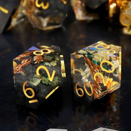 Haxtec DND Dice Set Sharp Edge Resin Dice Set with Dice Case, Flower D and D Dice, Polyhedral D&D Dice Compatible with Dungeons and Dragons TTRPGs DND Gift - Image 3