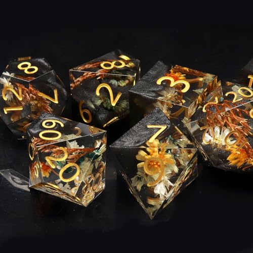 Haxtec DND Dice Set Sharp Edge Resin Dice Set with Dice Case, Flower D and D Dice, Polyhedral D&D Dice Compatible with Dungeons and Dragons TTRPGs DND Gift - Image 5