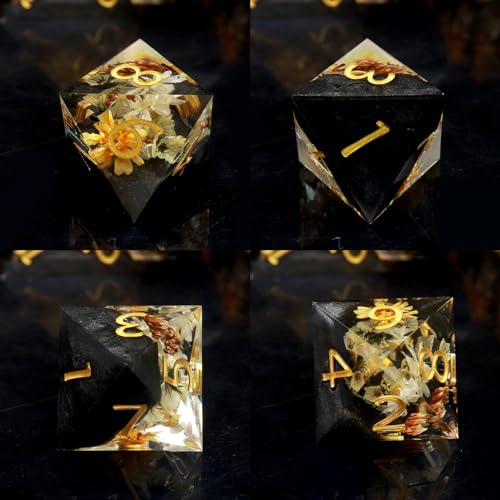 Haxtec DND Dice Set Sharp Edge Resin Dice Set with Dice Case, Flower D and D Dice, Polyhedral D&D Dice Compatible with Dungeons and Dragons TTRPGs DND Gift - Image 4