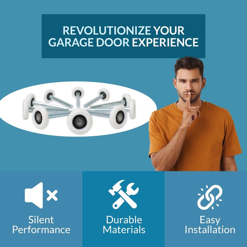 PGN Bearings PGN 2" Nylon White Garage Door Rollers â€“ Sealed 6200-2RS Bearing, Dual-Sealed, Quiet & Smooth Operation, Long-Life Replacement, 4" Stem, Pack of 10 - Image 2