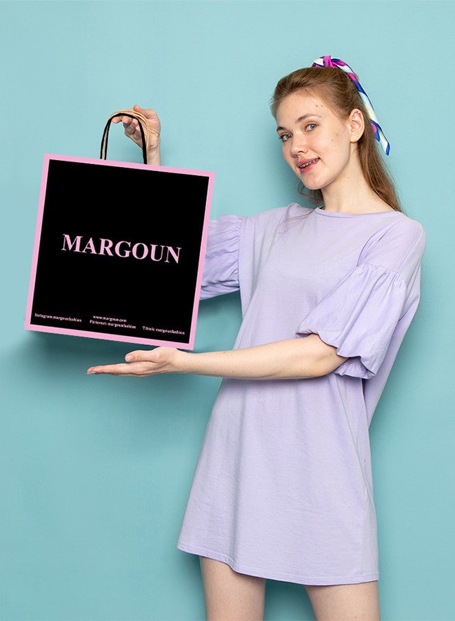 MARGOUN مجموعة من 10 أكياس تسوق وأكياس هدايا من ورق الكرافت مقاس 33 × 17 × 33 سم حقيبة تسوق كرافت بمقابض بكميات كبيرة  - Image 4