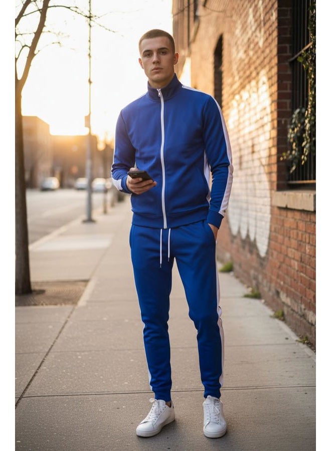 SCREENSHOT (Medium, S41700-royal) - SCREENSHOTBRAND Mens Hip Hop Premium Slim Fit Track Pants - Athletic Jogger Bottom with Side Taping - Image 2