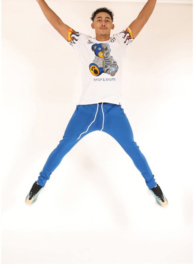 SCREENSHOT (Medium, S41700-royal) - SCREENSHOTBRAND Mens Hip Hop Premium Slim Fit Track Pants - Athletic Jogger Bottom with Side Taping - Image 3