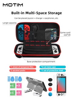 Motim 10 in 1 Switch Carrying Case, Nintendo Switch Accessories Kit, Include Switch OLED Accessories Bundle Protective Case, Screen Protector and Thumb Grip Caps, Carry Bag with Game Holders for Switch OLED  - Image 2