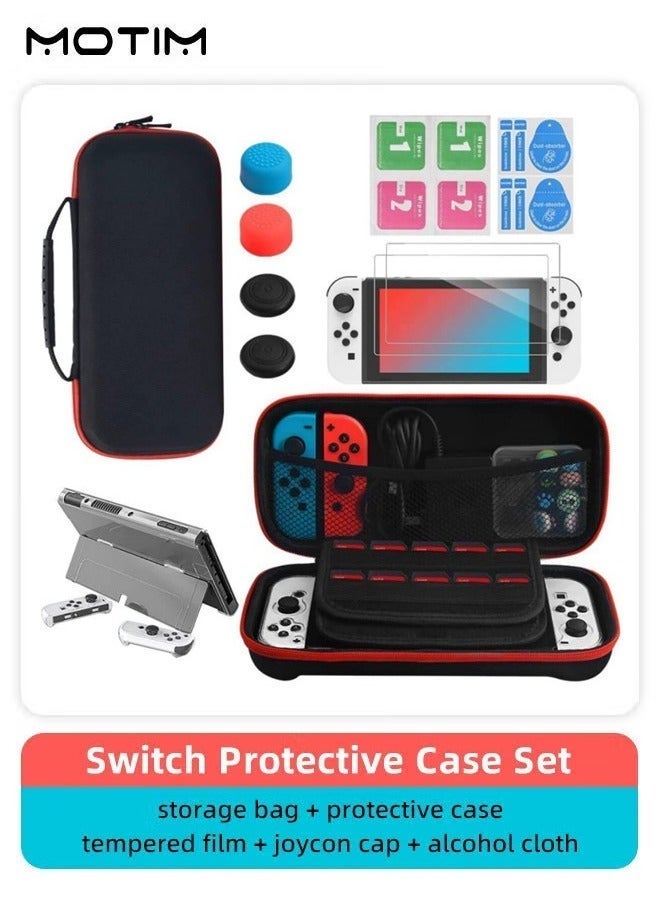 Motim 10-in-1 Switch Carrying Case for Nintendo Switch OLED, Include Switch OLED Accessories Bundle Portable Protective Case, Screen Protector and Thumb Grip Caps, Hard Cover Case and Portable Carry Bag with Game Holders - Image 2