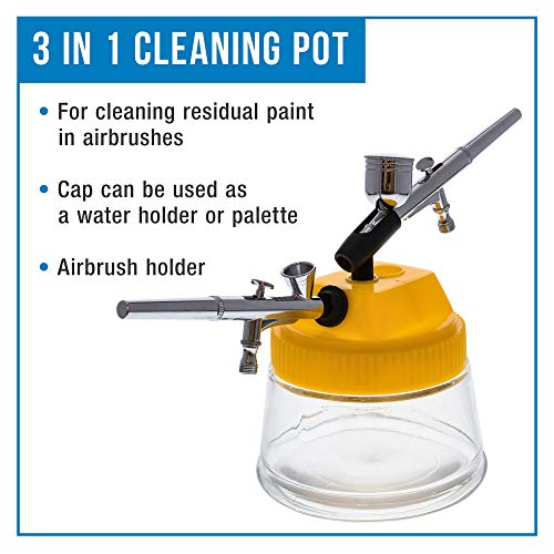 Master Airbrush 3-in-1 Cleaning Pot with Holder; Cleans and Holds Airbrush, Color Palette Lid - Image 2