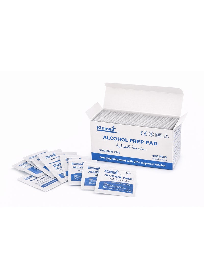 Kinmed Alcohol Prep Pads 100 PCS – 70% Isopropyl Sterile Wipes 30x60mm - Image 5