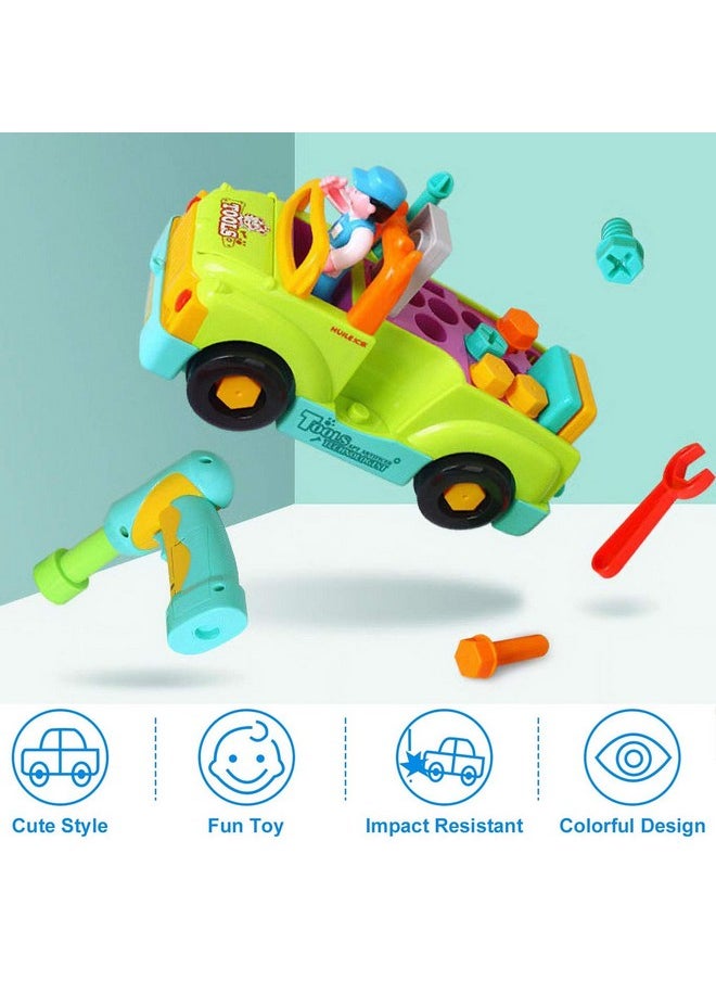 Toddler Tool Set Toy Trucks Kids Mechanic Workbench Take Apart Musical Toolbox With Electric Drill Power Play Tools Lights Bump And Go Building Toy For 2 Year Old Boys