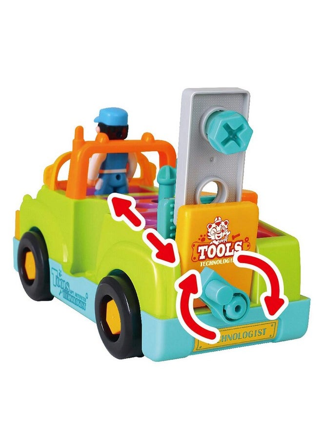 Toddler Tool Set Toy Trucks Kids Mechanic Workbench Take Apart Musical Toolbox With Electric Drill Power Play Tools Lights Bump And Go Building Toy For 2 Year Old Boys
