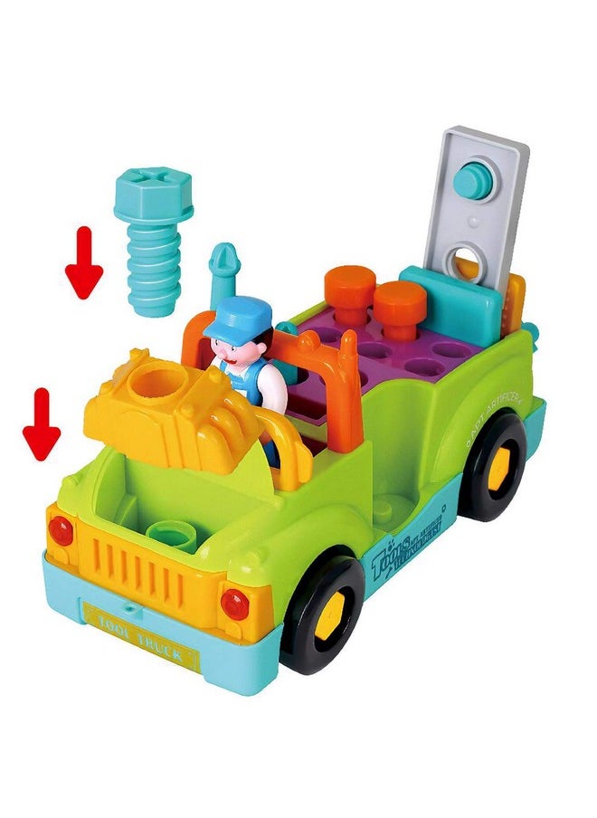 Toddler Tool Set Toy Trucks Kids Mechanic Workbench Take Apart Musical Toolbox With Electric Drill Power Play Tools Lights Bump And Go Building Toy For 2 Year Old Boys
