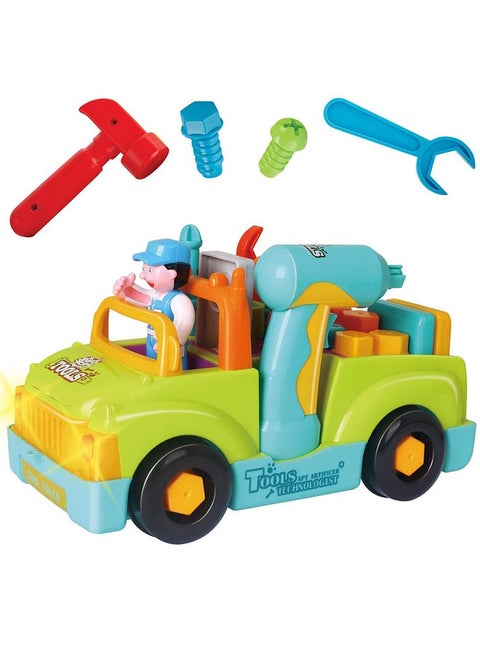 Toddler Tool Set Toy Trucks Kids Mechanic Workbench Take Apart Musical Toolbox With Electric Drill Power Play Tools Lights Bump And Go Building Toy For 2 Year Old Boys