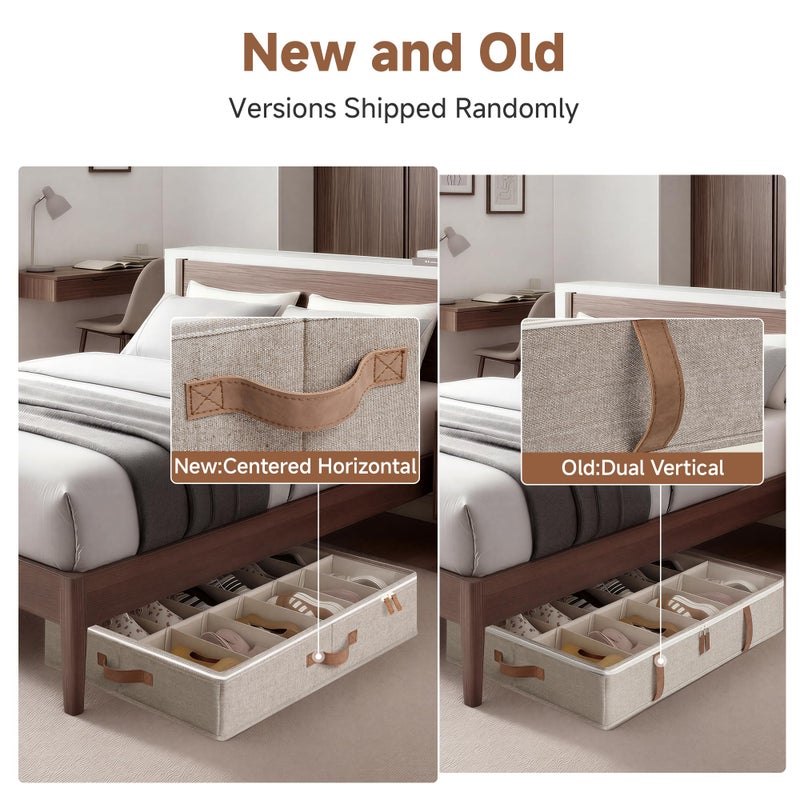 StorageWorks Shoe Organizer for Closet, Fits up to 24 Pairs, 2-Pack Ultra-thick Fabric Under Bed Shoe Storage Containers with Bottom Support and Adjustable Dividers, Taupe - Image 5