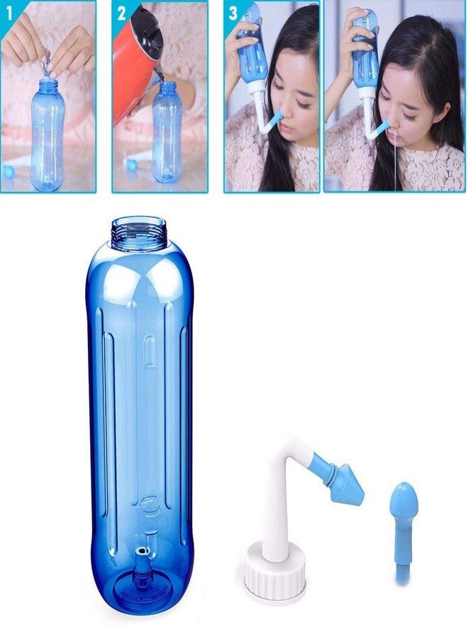 Designeez® Neti Pot Nasal Rinser - 500ml Sinus Rinse Bottle with 2 Tips, Nose Cleaner, Pressure Nasal Wash for Adults & Kids, BPA Free - Image 3