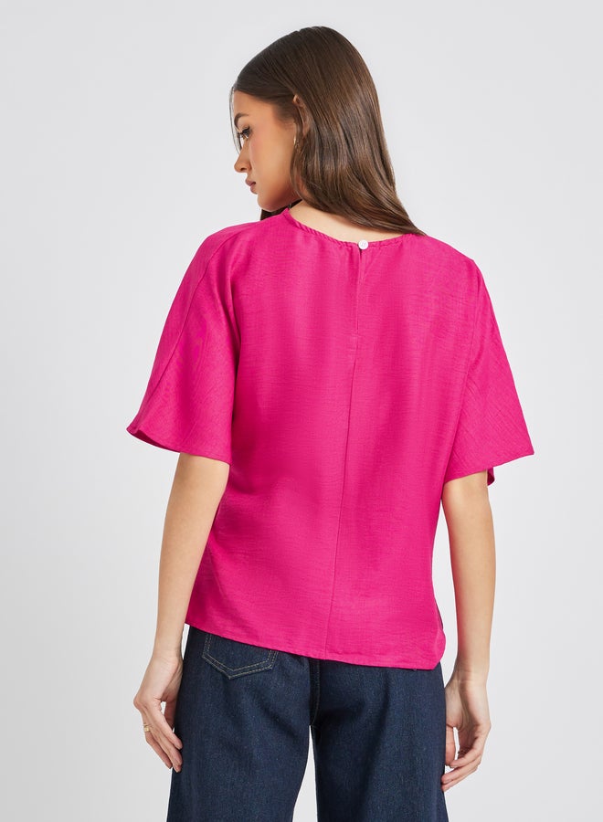 Take Two Solid Asymmetric Hem Wrap Blouse  - Image 4