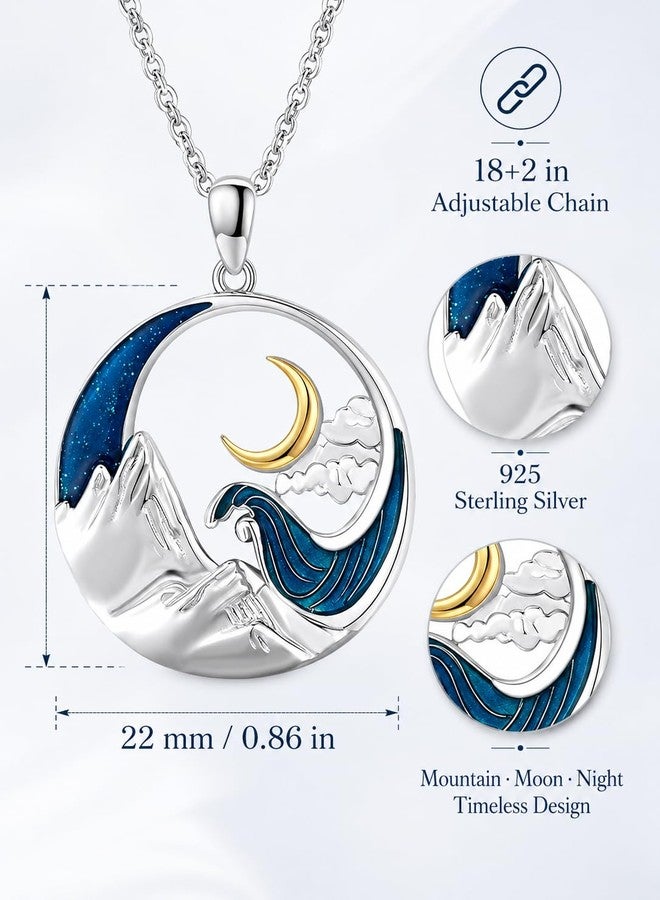 CUOKA MIRACLE 925 Sterling Silver Mountain Moon Necklace for Women Jewelry Gifts - Image 4