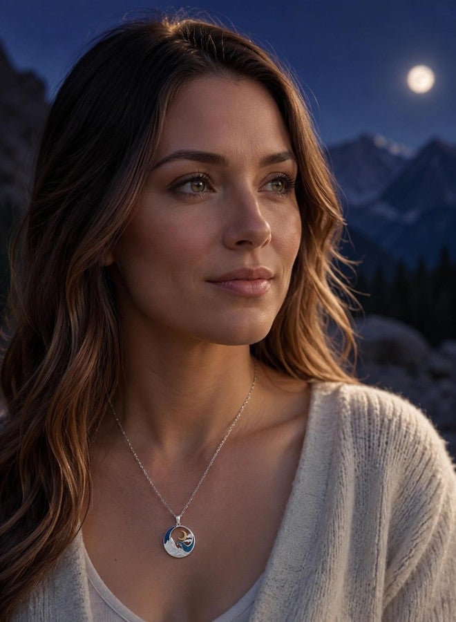 CUOKA MIRACLE 925 Sterling Silver Mountain Moon Necklace for Women Jewelry Gifts - Image 2