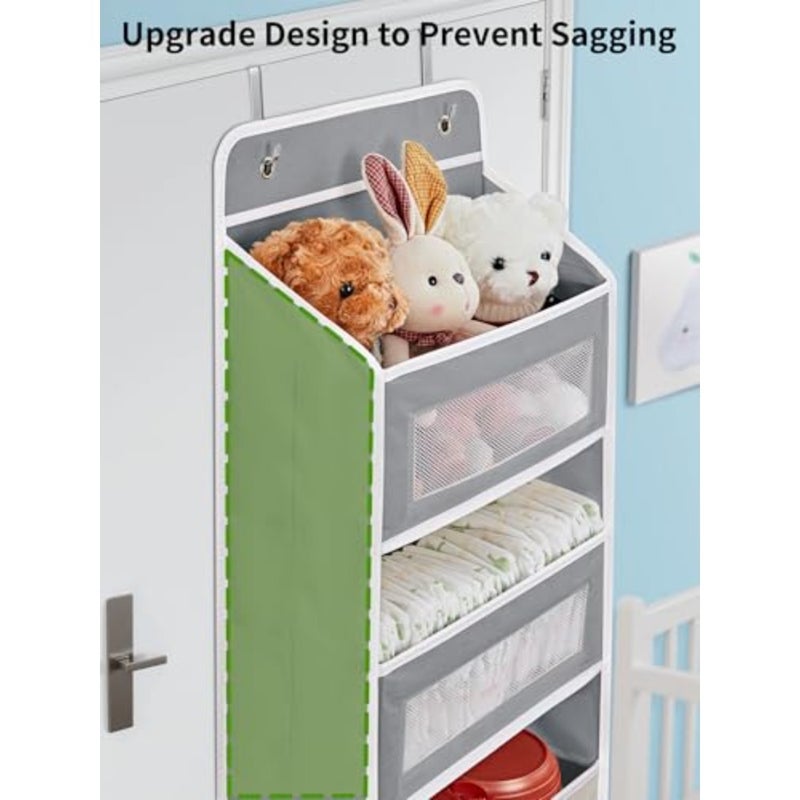 Over The Door Organizer Storage, 5 Shelf Hanging Door Organizer with 5 Large Capacity Pockets, Anti Tilt 44 lb Load Behind Door Storage for Bedroom, Bathroom, Pantry, Nursery - Image 4
