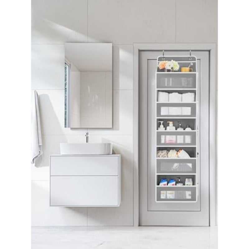 Over The Door Organizer Storage, 5 Shelf Hanging Door Organizer with 5 Large Capacity Pockets, Anti Tilt 44 lb Load Behind Door Storage for Bedroom, Bathroom, Pantry, Nursery - Image 2