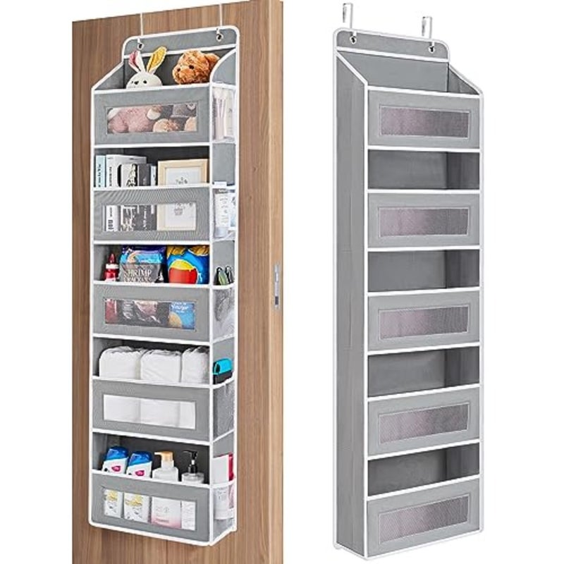 Over The Door Organizer Storage, 5 Shelf Hanging Door Organizer with 5 Large Capacity Pockets, Anti Tilt 44 lb Load Behind Door Storage for Bedroom, Bathroom, Pantry, Nursery - Image 1