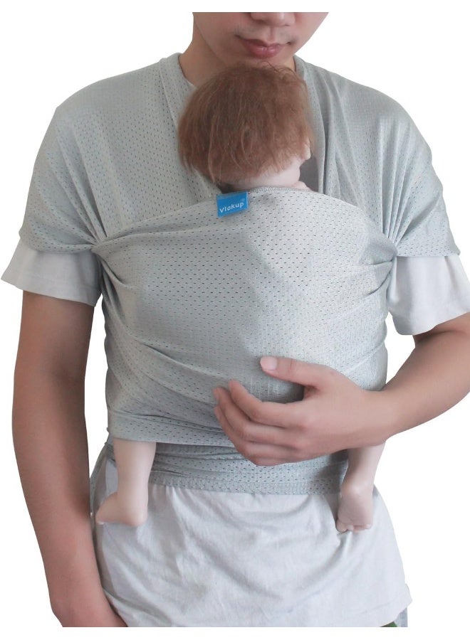 Vlokup (Light Grey) - Baby Wrap Sling Carrier for Newborn, Infant, Toddler, Child - Image 1