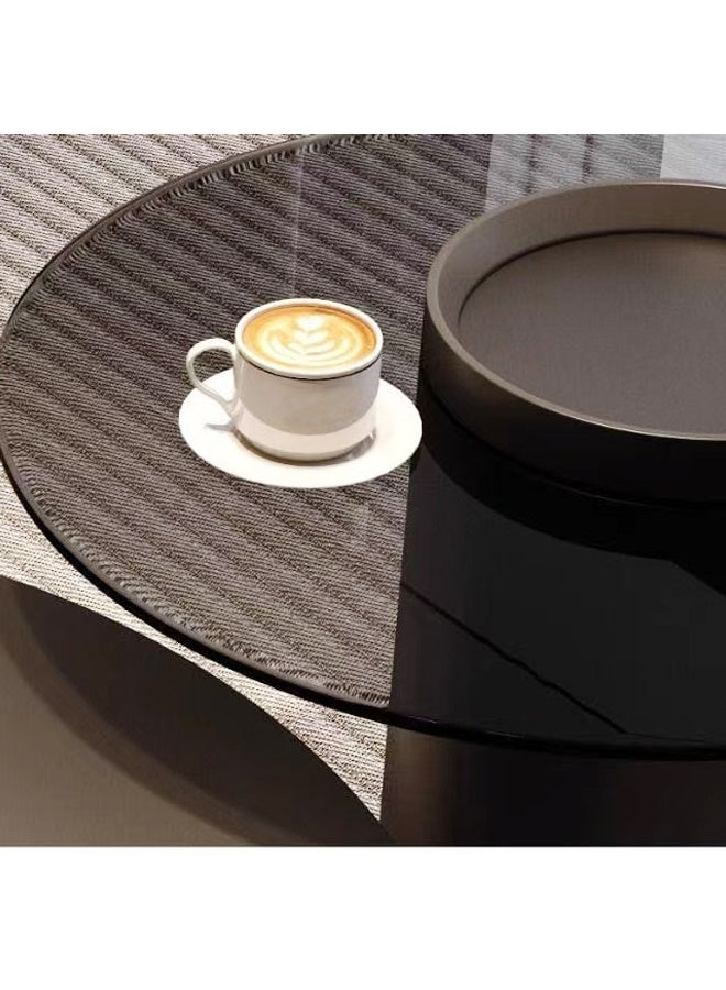 C&C Home Set of 2 Multipurpose Use Nested Design Coffee Table Durable Wood Built Round Shape Centre Table Spacious Tabletop Serving Table with Built In Storage Drawers for Living Room Home Office 80x80x33 and 60x60x45 cm - Image 5