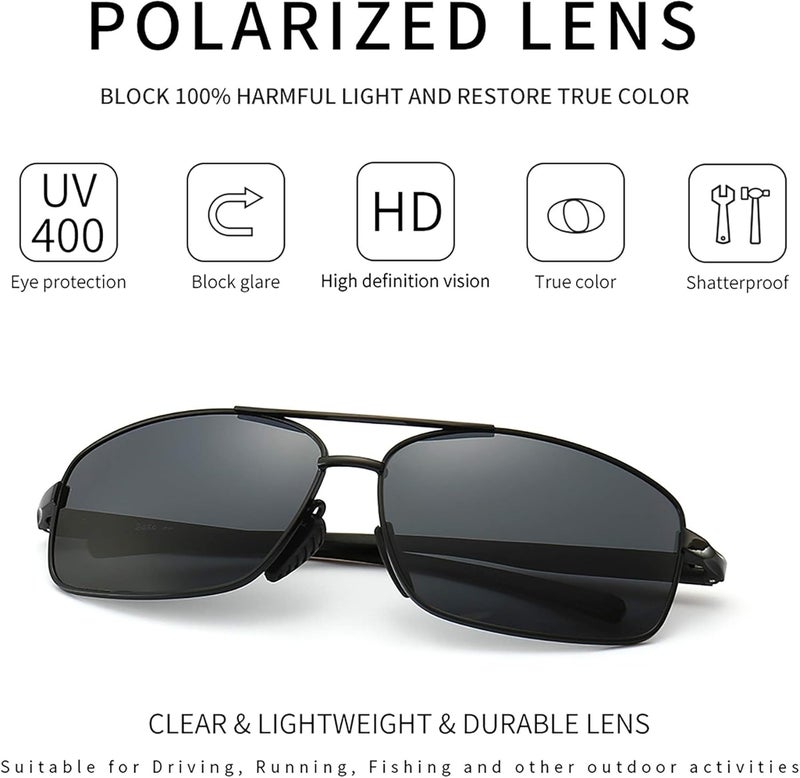 SUNGAIT Ultra Lightweight Rectangular Polarized Sunglasses UV400 Protection - Image 2