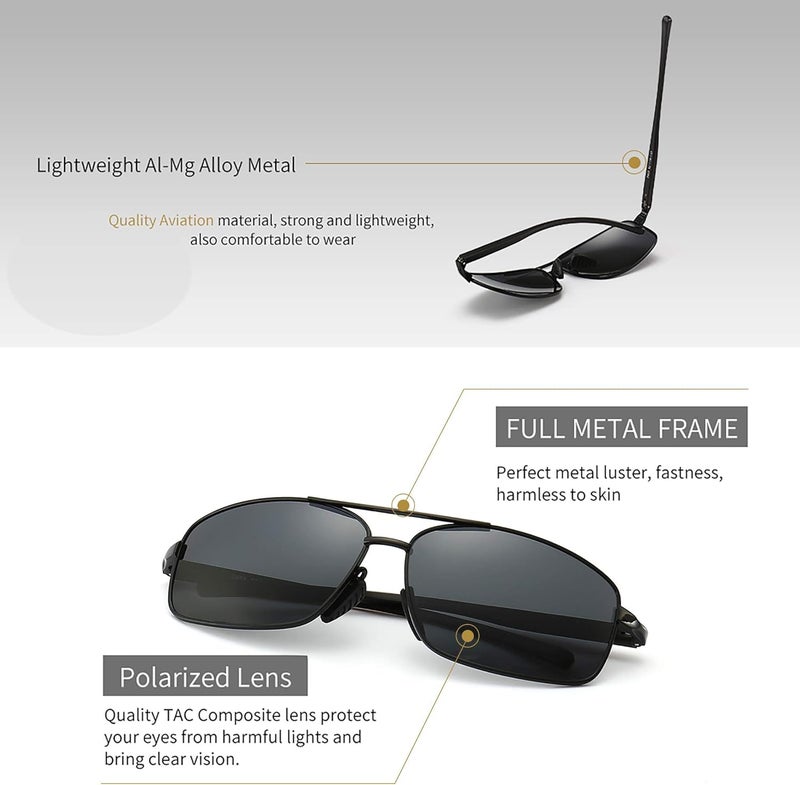 SUNGAIT Ultra Lightweight Rectangular Polarized Sunglasses UV400 Protection - Image 3