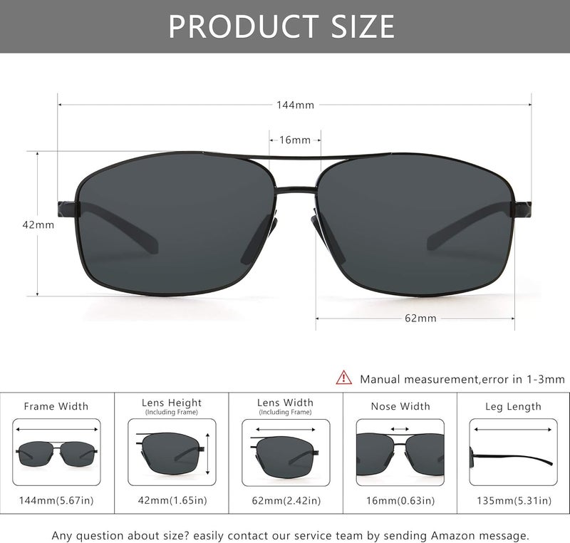 SUNGAIT Ultra Lightweight Rectangular Polarized Sunglasses UV400 Protection - Image 5