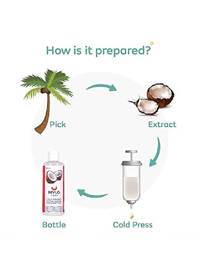 Cold Pressed Extra Virgin Coconut Oil for Adults and Babies 200Ml 100% Pure Coconut Oil for Strong Hair and Soft Skin Ideal for Baby Massage No Parabens and Mineral Oils