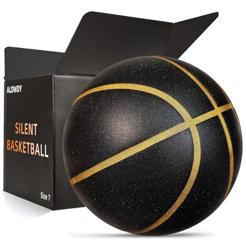 ALDWDY Silent Basketball Size 7 295 Grooved Airless Indoor Basketball for Quiet Dribbling and Indoor Training Pro PU Foam Ball Real Feel Higher Bounce Quieter Black - Image 1