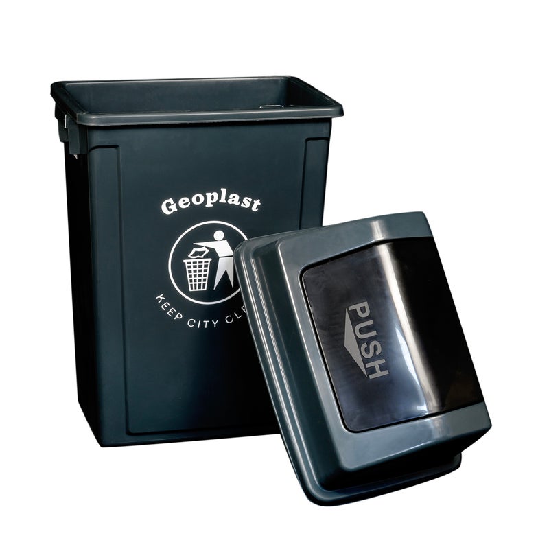 Geoplast سلة قمامة بلاستيكية متأرجحة من جيوبلاست - 40 لتر، أسود - Image 3
