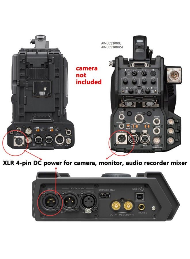 HangTon محول طاقة XLR 4 دبابيس بزاوية قائمة لكاميرات سوني PMW400 3500V F5500V Z750 Z580 كانون C400 C500 MKII باناسونيك AK AJ سينما كاميرا مونيتور 12V 4A DC - Image 4